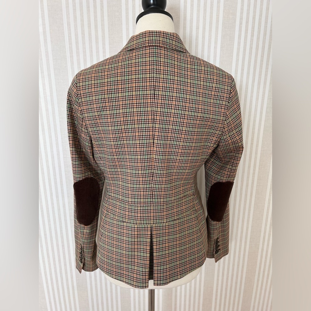 Talbots Women’s Plaid Tailored Blazer Jacket Brown Multicolor Houndstooth Size 6 - Picture 2 of 9